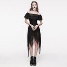 PUNK RAVE Women's Gothic Irregular Puff Sleeved Mesh Dress
