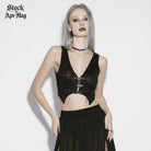 PUNK RAVE Women's Gothic Jacquard Irregular Plunging Vest