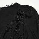 PUNK RAVE Women's Gothic Jacquard Plunging V-Neck Puff Flare Sleeve Shirt