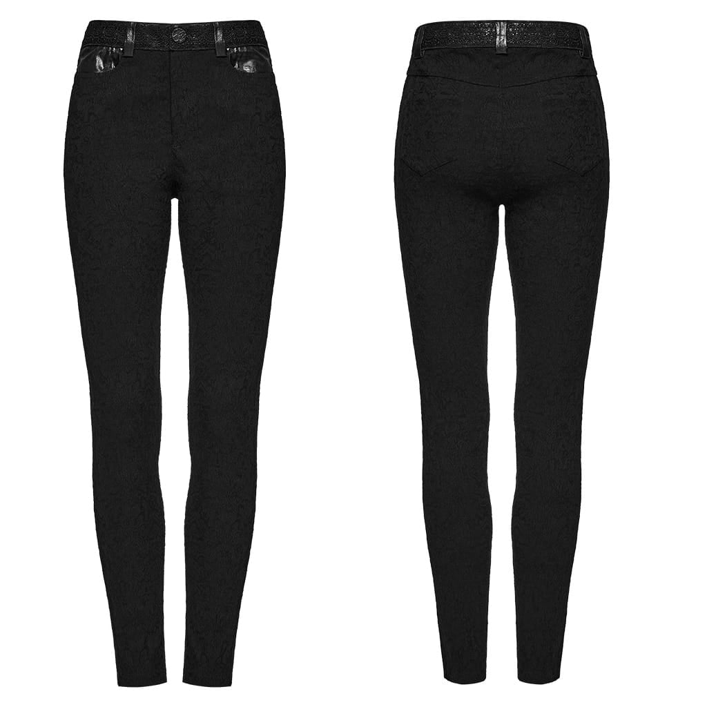 PUNK RAVE Women's Gothic Jacquard Skinny Pants