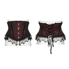 PUNK RAVE Women's Gothic Jacquard Tassels Underbust Corset Black-Red