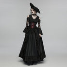 PUNK RAVE Women's Gothic Jacquard Tassels Underbust Corset Black-Red