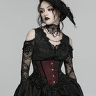PUNK RAVE Women's Gothic Jacquard Tassels Underbust Corset Black-Red
