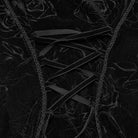 PUNK RAVE Women's Gothic Lace Cutout Rose Printed Velvet Short Sleeved Top