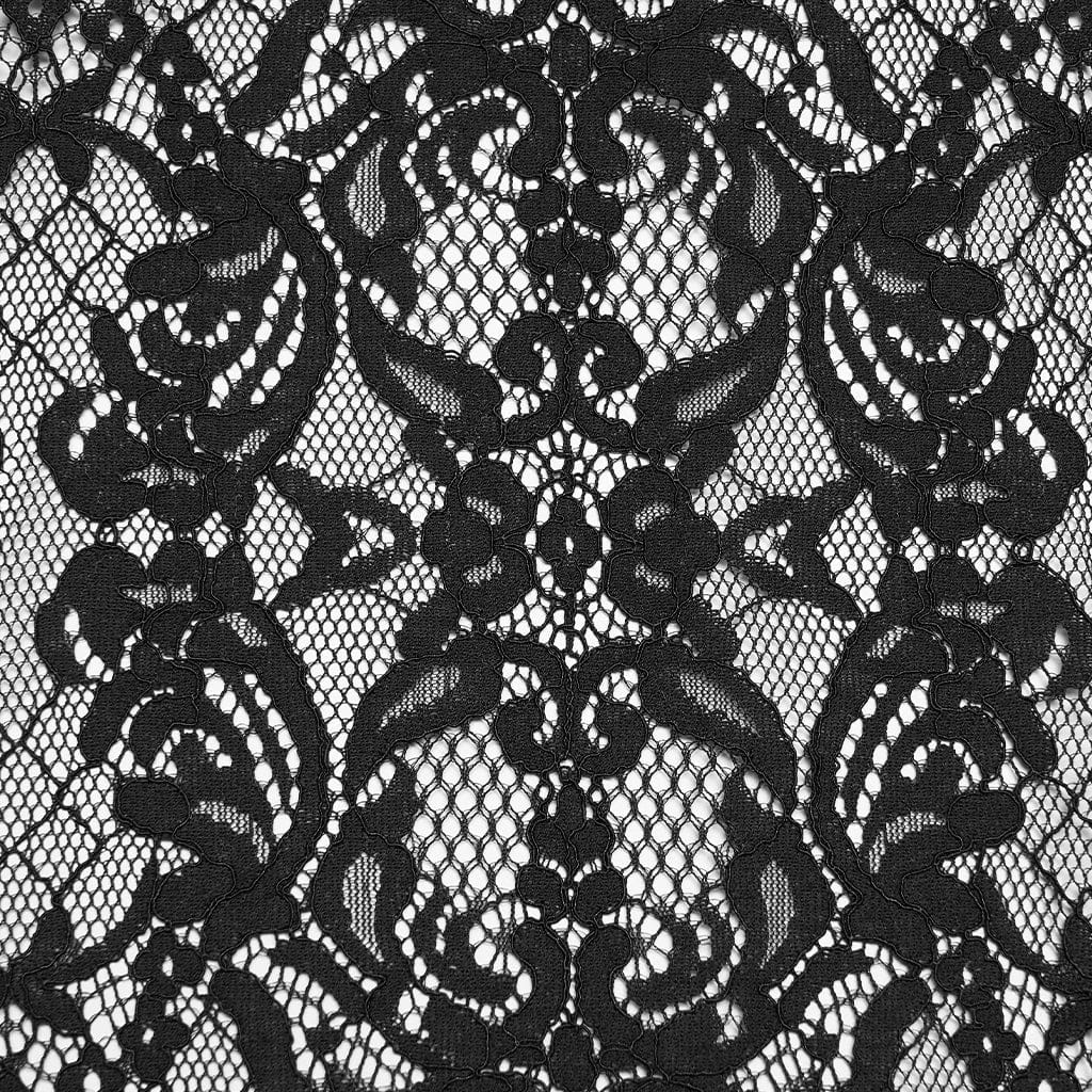 PUNK RAVE Women's Gothic Lace Embroidered Velvet Skirt