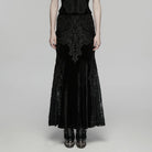 PUNK RAVE Women's Gothic Lace Embroidered Velvet Skirt