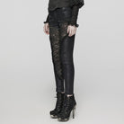 PUNK RAVE Women's Gothic Lace Lace-Up Leggings