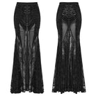 PUNK RAVE Women's Gothic Lace Sheer Wrapped Hip Long Skirt