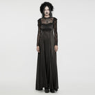 PUNK RAVE Women's Gothic Lace Sleeved Lace-up Ball Gown Dress