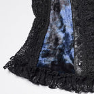 PUNK RAVE Women's Gothic Lace Splice Lace-up Flared Sleeved Shirt Blue