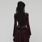PUNK RAVE Women's Gothic Lace Splice Lace-up Flared Sleeved Shirt Red