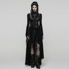 PUNK RAVE Women's Gothic Lace Splice Lace-up Flared Sleeved Top Black