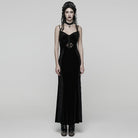 PUNK RAVE Women's Gothic Lace Splice Lace-up Slip Dress