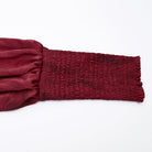 PUNK RAVE Women's Gothic Lace Splice Puff Sleeved Ruffle Shirt Red