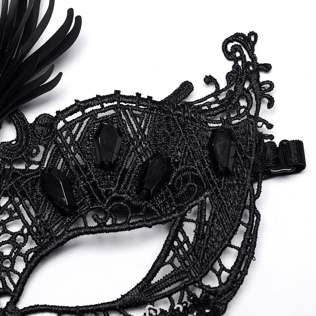 PUNK RAVE Women's Gothic Lace Tassels Mask