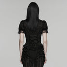 PUNK RAVE Women's Gothic Lace Turn-down Collar Puff Short Sleeved Shirt