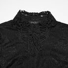 PUNK RAVE Women's Gothic Lace Turn-down Collar Puff Short Sleeved Shirt