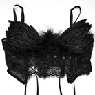 PUNK RAVE Women's Gothic Lace-up Feather Mesh Bustier