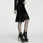 PUNK RAVE Women's Gothic Lace-up Floral  Midi Skirt