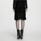 PUNK RAVE Women's Gothic Lace-up Floral  Midi Skirt