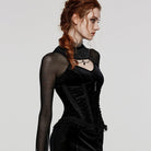 PUNK RAVE Women's Gothic Lace-up Lace Hem Underbust Corset