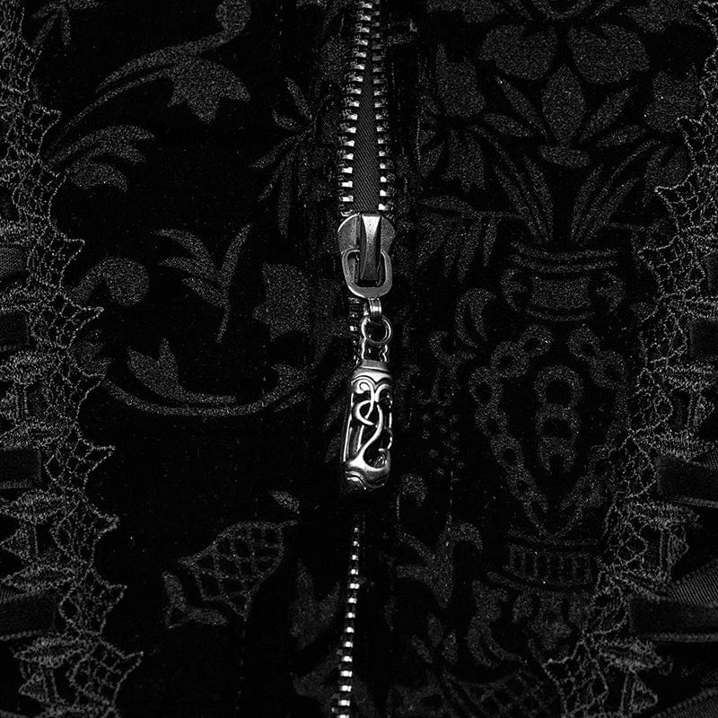 PUNK RAVE Women's Gothic Lace-up Lace Hem Underbust Corset