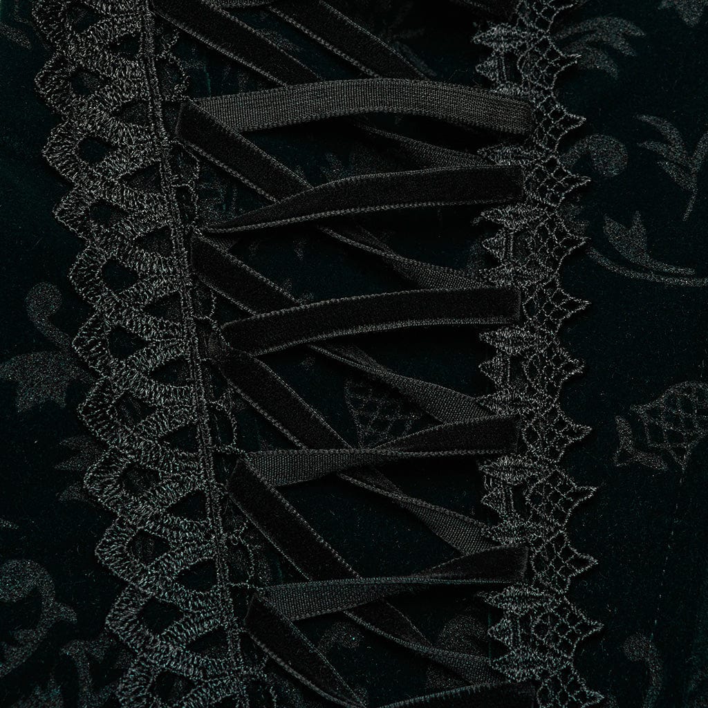 PUNK RAVE Women's Gothic Lace-up Lace Hem Underbust Corset