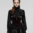 PUNK RAVE Women's Gothic Lace-up Lace Hem Underbust Corset