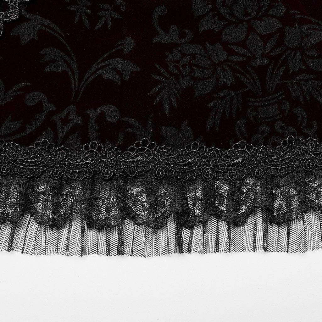 PUNK RAVE Women's Gothic Lace-up Lace Hem Underbust Corset