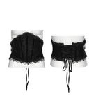 PUNK RAVE Women's Gothic Lace-up Lace Trim Underbust Corset Black