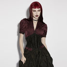 PUNK RAVE Women's Gothic Lace-up Lace Trim Underbust Corset Black