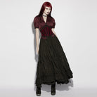 PUNK RAVE Women's Gothic Lace-up Lace Trim Underbust Corset Red