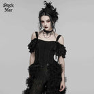PUNK RAVE Women's Gothic Lace-up Overbust Corset with Detachable Sleeves