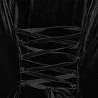 PUNK RAVE Women's Gothic Lace-up Pleated Flared Sleeved Hooded Dress Black