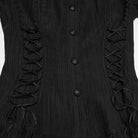 PUNK RAVE Women's Gothic Lace-up Puff Short Sleeved Shirt Black