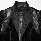 PUNK RAVE Women's Gothic Lace-up Puff Sleeved Top Black