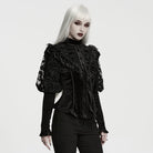 PUNK RAVE Women's Gothic Lace-up Ruffle Trim Long Sleeve Shirt