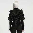 PUNK RAVE Women's Gothic Lace-up Ruffle Trim Long Sleeve Shirt