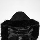 PUNK RAVE Women's Gothic Lace-up Single-breasted Hooded Coat Black
