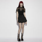 PUNK RAVE Women's Gothic Lace-up Striped Pumpkin Shorts Black