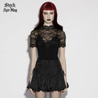 PUNK RAVE Women's Gothic Lace-up Striped Pumpkin Shorts Black
