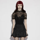 PUNK RAVE Women's Gothic Lace-up Striped Pumpkin Shorts Black