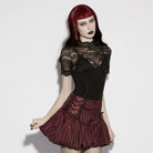 PUNK RAVE Women's Gothic Lace-up Striped Pumpkin Shorts Red
