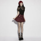 PUNK RAVE Women's Gothic Lace-up Striped Pumpkin Shorts Red