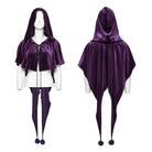 PUNK RAVE Women's Gothic Lace-up Velvet Hooded Cape Purple