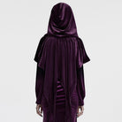 PUNK RAVE Women's Gothic Lace-up Velvet Hooded Cape Purple