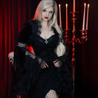 PUNK RAVE Women's Gothic Lace-Up Zip Totem Underbust Corset Black