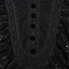 PUNK RAVE Women's Gothic Lantern Sleeved Ruffled Lace Shirt