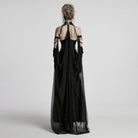 PUNK RAVE Women's Gothic Layered Beaded Detachable Cloak Black