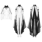PUNK RAVE Women's Gothic Layered Beaded Detachable Cloak Black